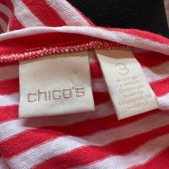 Chico's, Peach Stripe Short Sleeve Side Tie Top, size 3 (XL) - Picture 4 of 4